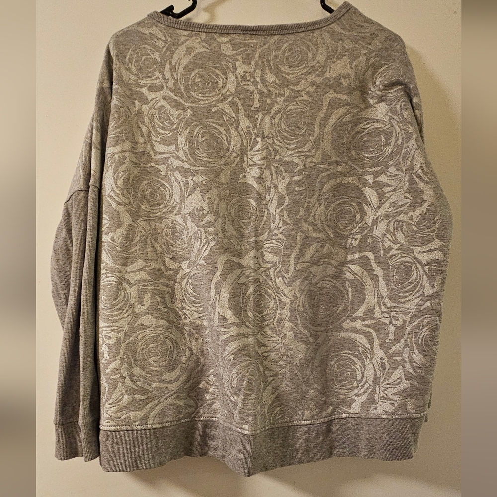 EUC! Betsy Johnson Performance ose Foil Floral Sweatshirt - XL - Picture 2 of 2